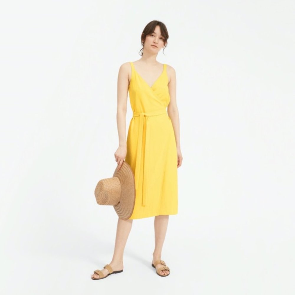 Everlane Yellow Sleeveless Wrap Dress- color no longer available from Everlane!